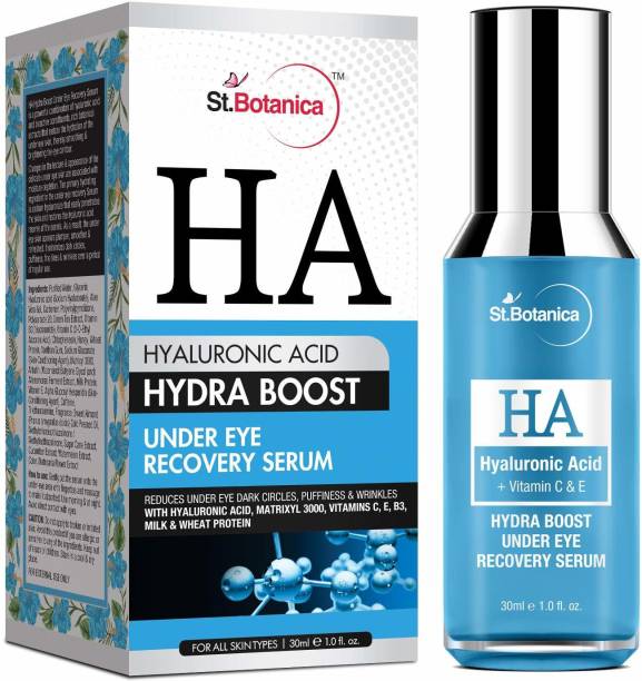 St.Botanica Hyaluronic Acid Hydra Boost Under Eye Recovery Serum, 30ml - Reduces Dark Circles, Puffiness & Wrinkles
