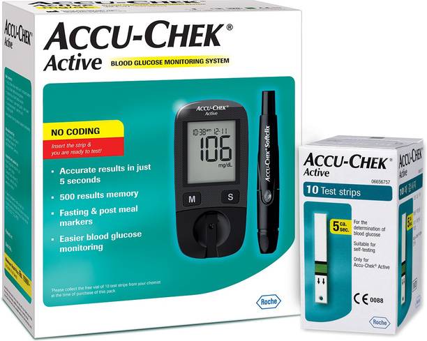 ACCU-CHEK Active Glucose Monitor with 10 Strips Glucometer