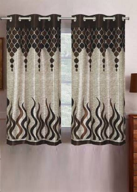 Panipat Textile Hub 152 cm (5 ft) Polyester Window Curtain (Pack Of 2)