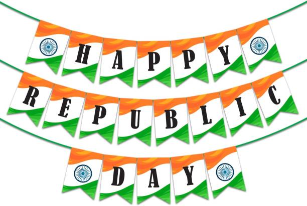 Party Propz 3 Feet Multicolor Triangle Flag Paper Bunting Banner Pennant Banners for Republic Day Hanging Decorations,Set Of 1 Unit, Triangle Pennant Flag Flag