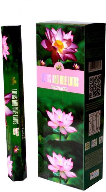 Bansiwal Sree Vani Lotus and Nile Lotus Fragrance 6 pkt of 20 Sticks Each (Contains 120 Incense Sticks/Natural Agarbatti) Lotus and Nile Lotus