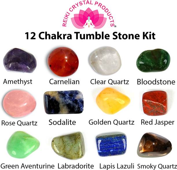 REIKI CRYSTAL PRODUCTS Natural Crystal 12 Chakra Tumble Stone Kit for Reiki Healing and Vastu Correction and Increase Creativity Not Dyed Charged by Reiki Grand Master & Vastu Expert Crystal Yantra