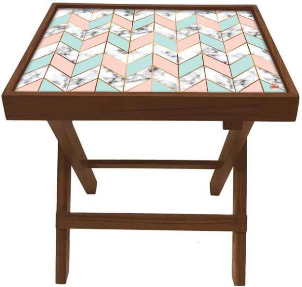 Nutcase White and Pink Marble Pastel Solid Wood Side Table