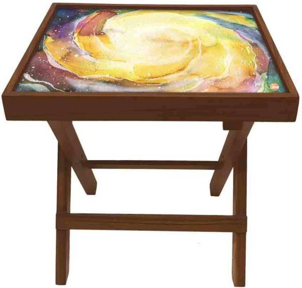 Nutcase Space Yellow Watercolor Solid Wood Side Table