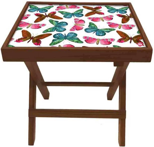 Nutcase Watercolor Butterfly Solid Wood Side Table