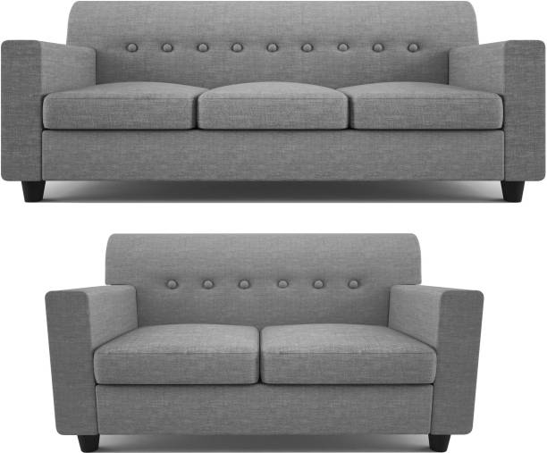 Adorn Homez Fabric 3 + 2 GREY Sofa Set
