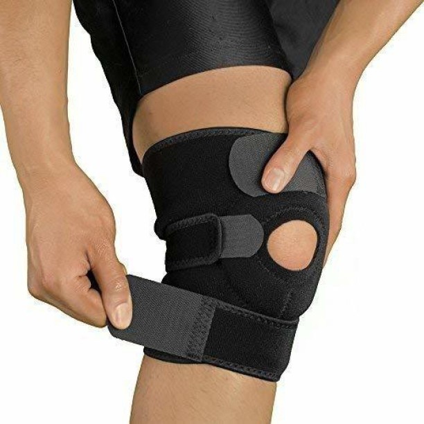 Running for Men /& Women Sport Protection Knee Brace 1 PC Compression Open-Patella Stabilizer Breathable Knee Sleeve with Adjustable Strap Knee Support for Sports Single Wrap Free Size, Blue