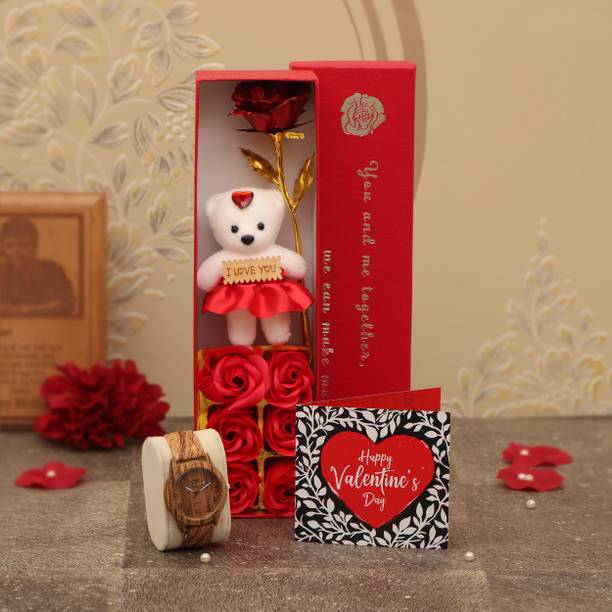 Tied Ribbons Valentine Day Gift For Girlfriend Wife Girls Her Romantic Gift Combo Gold Plated Rose With Red Scented Rose Flowers Teddy Watch And Small Greeting Card Assorted Gift Box Price In India Buy Tied Ribbons Valentine Day Gift For There's no doubt that she'll fall in love all over again.