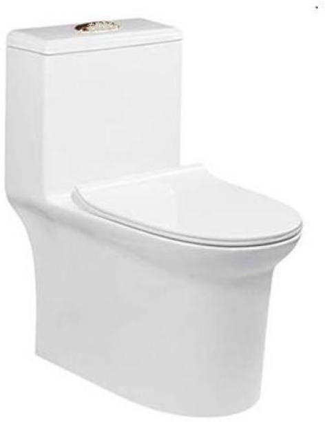 InArt Ceramic Floor Mounted One Piece Square S Trap Ceramic Water Closet with Tornado Flushing System (Standard, White) Western Commode