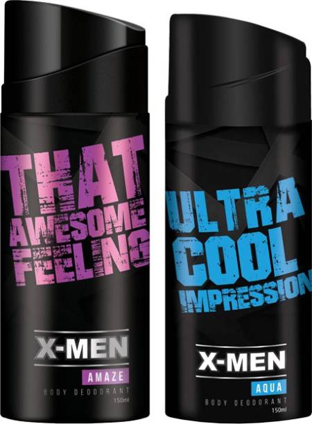 X-Men Deodorant Spray Amaze+Aqua (Pack Of 2 X 150 ml) D...