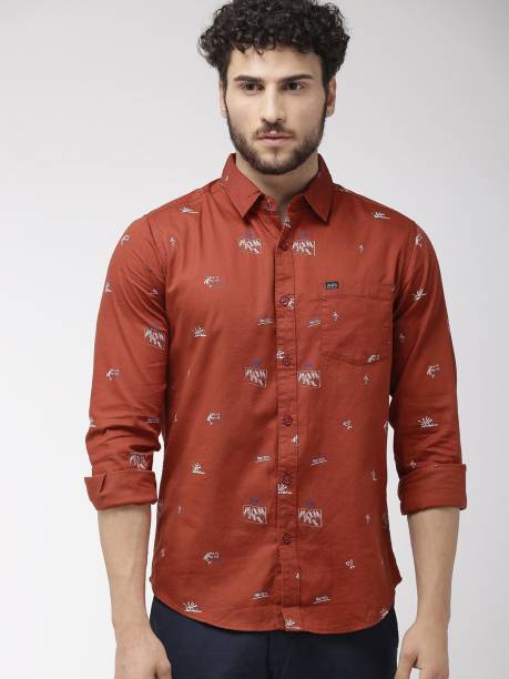 The Indian Garage Co. Men Printed Casual Red Shirt