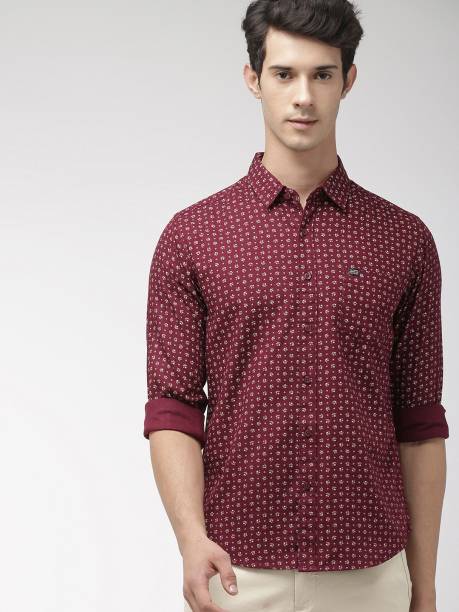 The Indian Garage Co. Men Printed Casual Maroon Shirt