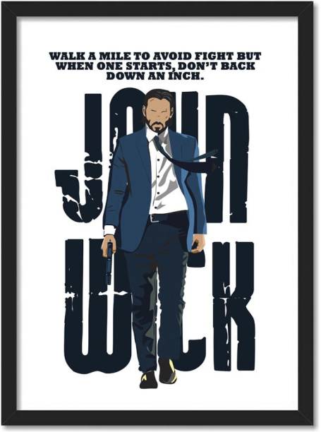 John Wick Minimal Art Framed Poster for Room & Office(1...