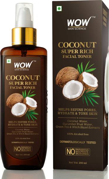 WOW SKIN SCIENCE Coconut Super Rich Facial Toner for Hydrating & Toning Skin - For All Skin Types - No Parabens, Sulphate & Silicones- 200mL Men & Women