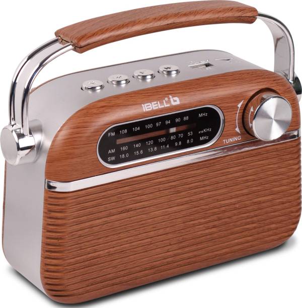 iBELL FM700BT Portable Radio with Bluetooth Speaker, USBSDMP3 Player & Dynamic Speaker 3 Band, Brown FM Radio