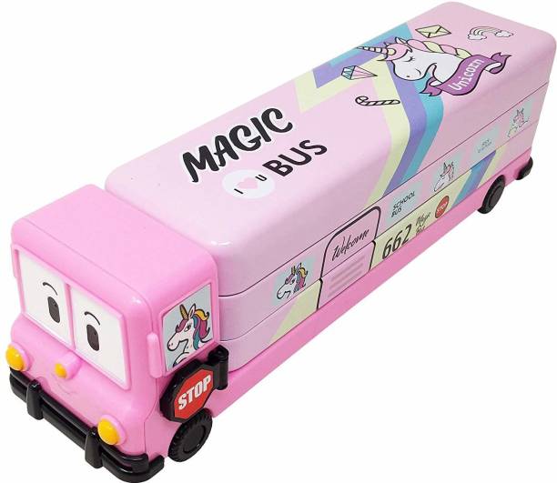 TECHNOCHITRA PINK Magic Bus Cartoon Art Metal Pencil Box