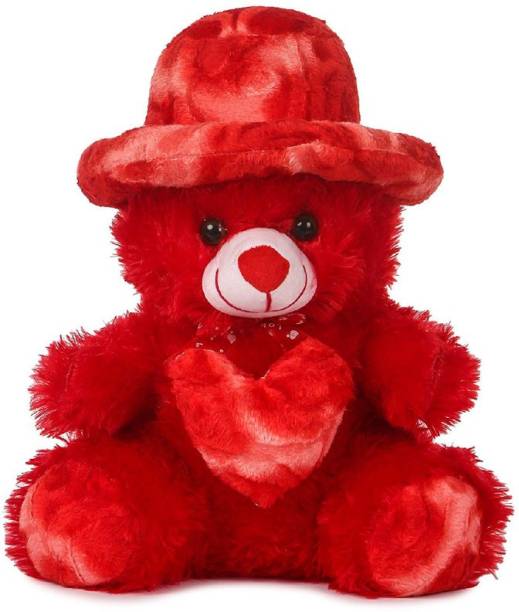 RDA Collection red teddy bear with cap valentine teddy bear soft toys spacial for girlfriend boyfridnd kids birthday 30 cm  - 30 cm