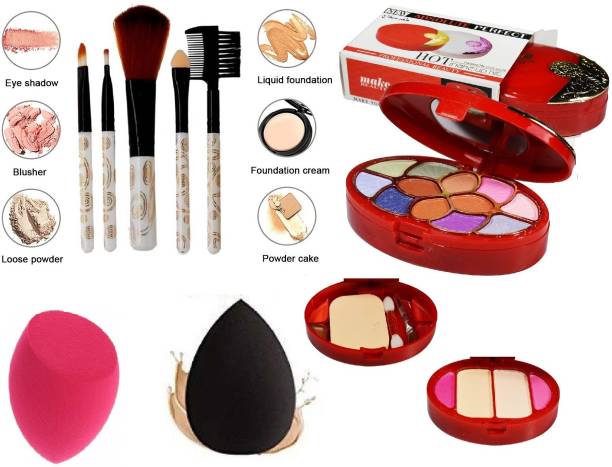 SWIPA 5Pcs Makeup Brush+2Pcs Blender Puff+Makeup Kit(KD)