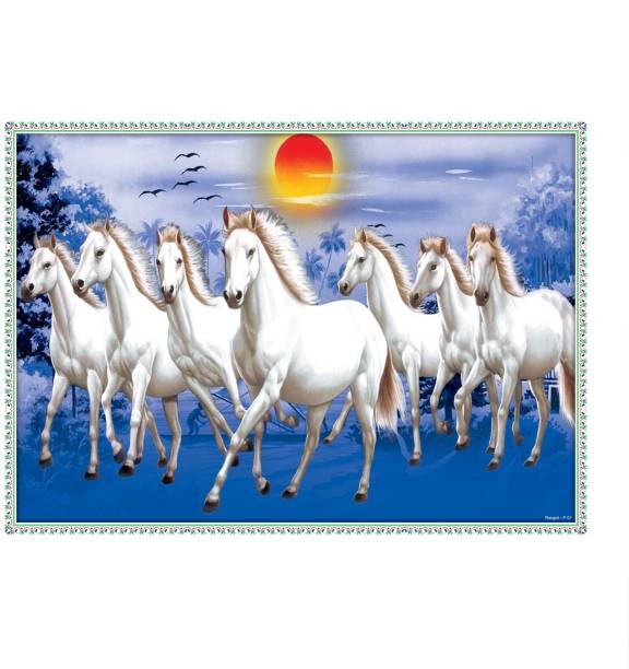 RANGOLI Beautiful Saven Horse Scenery Medium Self Adhesive Sticker