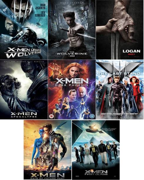 X-Men Film series ( Logan , Wolvarine , Apocalypse , X Men First Class , X-Men 3 & 4 , X-Men Days OF Future Past , X Men Phoenix ) 8 MOVIES ITS BURN DATA DVD PLAY ONLY IN COMPUTER & LAPTOP IT'S NOT ORIGINAL WITHOUT POSTER HD PRINT DUAL AUDIO HINDI & ENGLISH