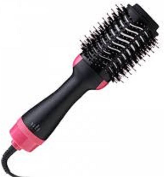 Choaba One Step Hot Air Brush, One-Step Hair Dryer, and Volumizer Styler, Professional 2-in-1 Salon Negative Ion Ceramic Electric Blow Rotating Straightener and Curly Comb with Anti-Scald, Black Hair Styler (Black and pink)