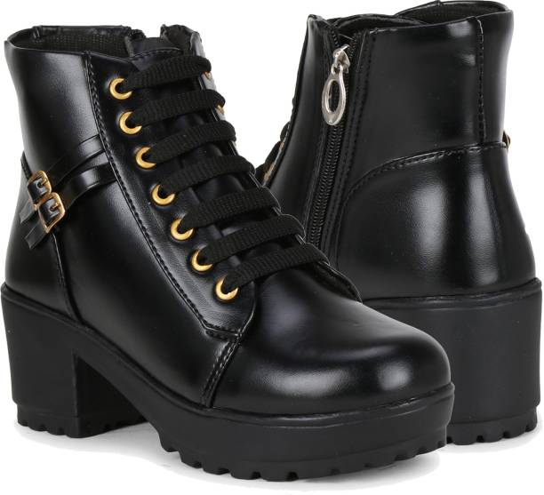 Aroom Zipper Synthetic Leather Casual Partywear New Design Stylish Boots For Women And Girls Boots For Women