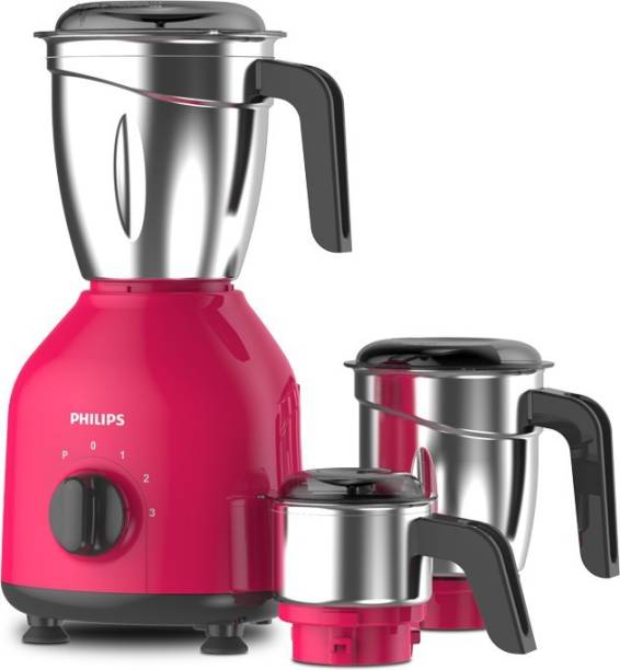 PHILIPS HL7756/03 Daily Collection 750 W Mixer Grinder (3 Jars, Strawberry, Black)