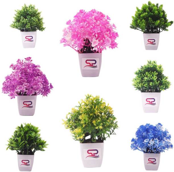 SSP Artificial flower, artificial plant, home decor, showpiece, office, gift Blue Wild Flower Artificial Flower  with Pot