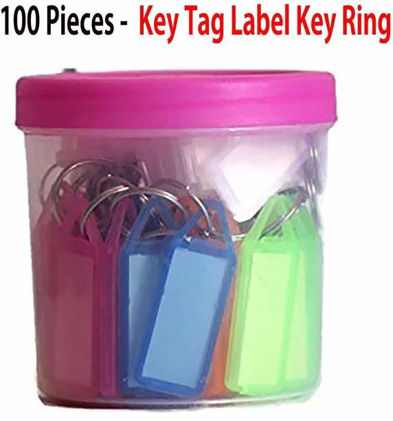 Speny Multicolor Keyring & Keychain with Name Tag Labels (Pack of 100) Key Chain