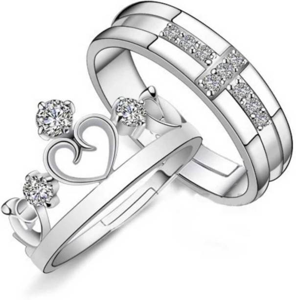 ISUBUCCI MEN/WOMEN BOX RING GOLD HEART Stainless Steel Crystal Ring Set