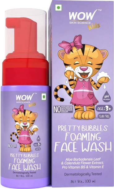 WOW SKIN SCIENCE Pretty Bubbles Foaming  with Aloe Barbadensis Leaf & Calendula Flower Extract - Tear Free - No Parabens, Sulphates, Silicones & Color - 100mL Face Wash