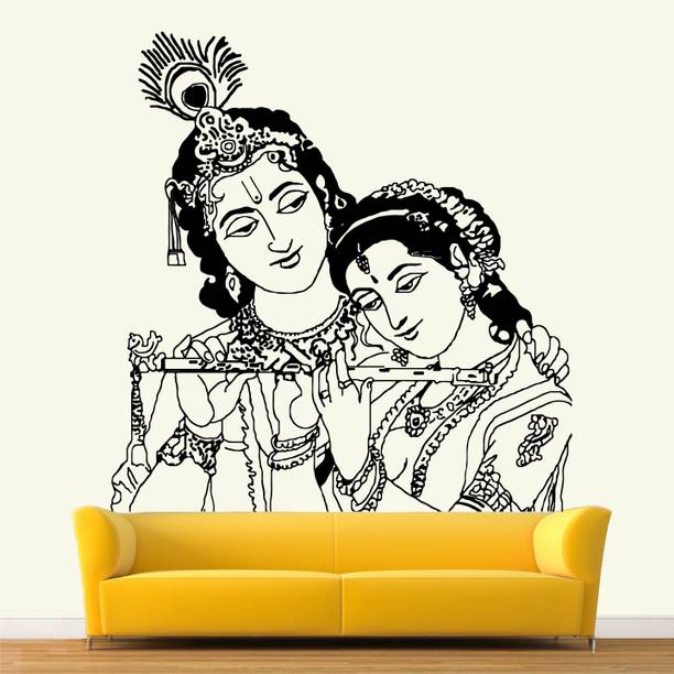 StickMe Lord - Radhe Krishna - Hindu God -Radha - Krishna - With Flute -  Love - Romantic - Creative - Colorful - Wall Sticker-SM387 Price in India -  Buy StickMe Lord -