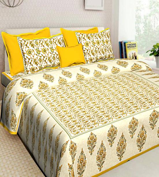 BOMBAY SPEED 280 TC Cotton King Floral Flat Bedsheet Price in India