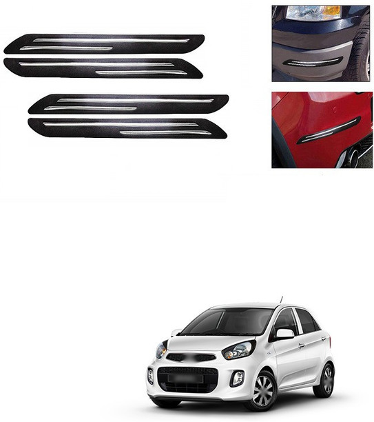 4Pcs Universal Car Body Bumper Protector Decoration Strip Bumper Guard Chrome
