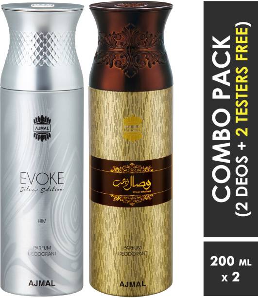 Ajmal Evoke & Wisal Dhahab Deodorant Spray + 2 Testers Deodorant Spray  -  For Men