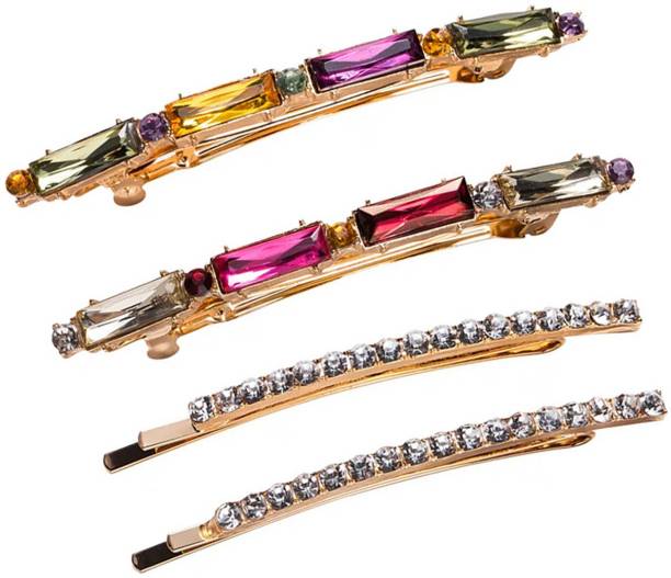 Young & Forever Elite Gold Multicolor Crystal Hair pin Fancy Geometric Shape Hair Accessories Hair Pin