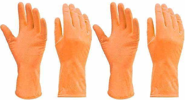 YAJNAS Hand Care Cleaning Gloves, Reusable Rubber Hand Gloves, Stretchable Gloves for Washing Cleaning Kitchen Garden Wet and Dry Glove Set