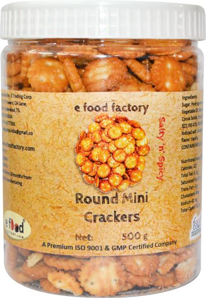 E Food Factory Round Mini Salty In Spicy Crackers Salted Biscuit
