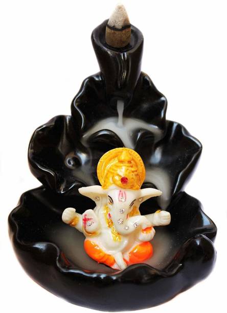 ITBeater Lord Ganesha Smoke Fountain with 10 incense cones Ceramic Incense Holder Set