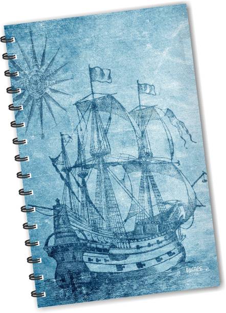ESCAPER Blue Pirates Ship Diary (RULED), Vintage Diary, Designer Diary, Journal, Notebook, Notepad A5 Diary Ruling 160 Pages