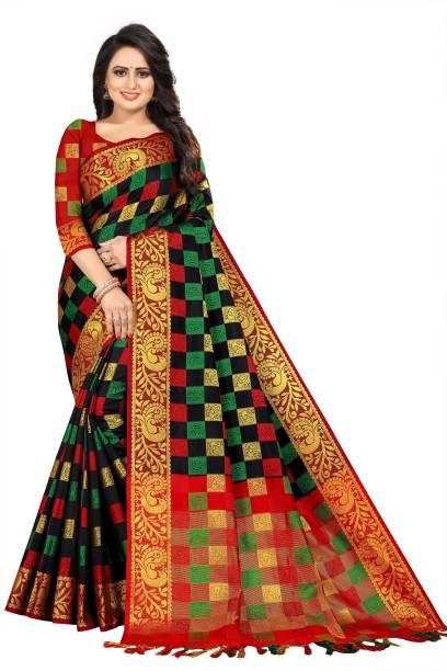 Self Design Bollywood Cotton Blend, Jacquard Saree Price in India