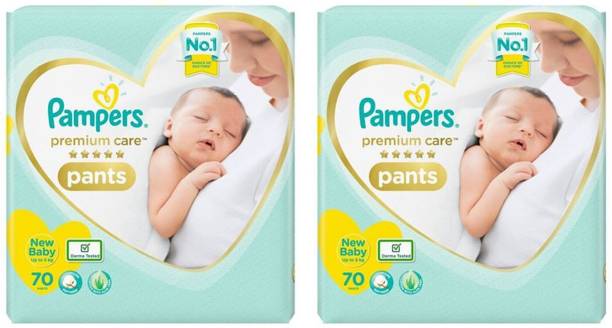 Pampers PREMIUM CARE BABy, SIZE NEW BORN, 70 PCS. PACK, COMBO OF 2 - New Born