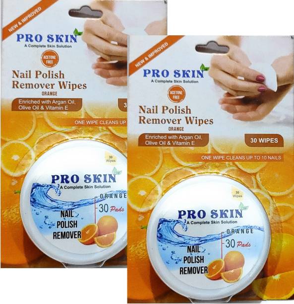 PRO SKIN Orange Nail Polish Remover 60 wipes (pack of 2)
