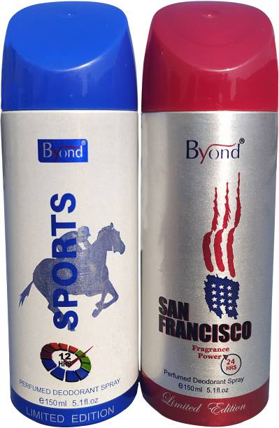 Byond San Francisco & Sports 150ml+150ml Deodorant Deodorant Spray  -  For Men & Women