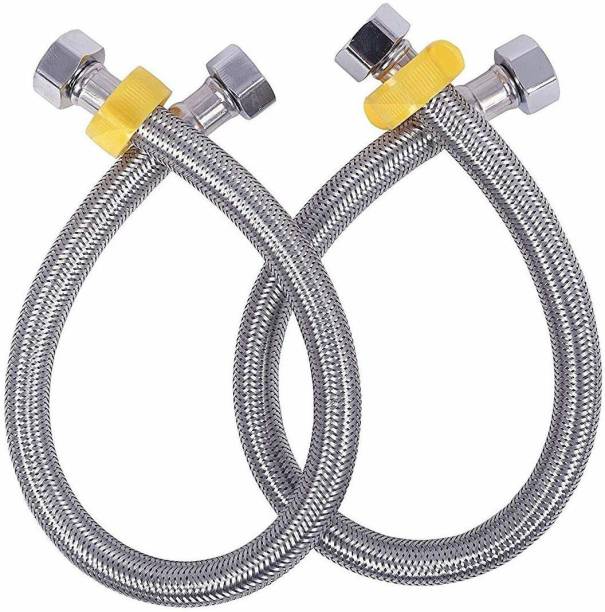 Supreme Bazaar SS304-24 Steel Connection Pipe 24 Inches Hot & Cold for Geyser/Wash Basin Silver - 2 Pc Hose Pipe