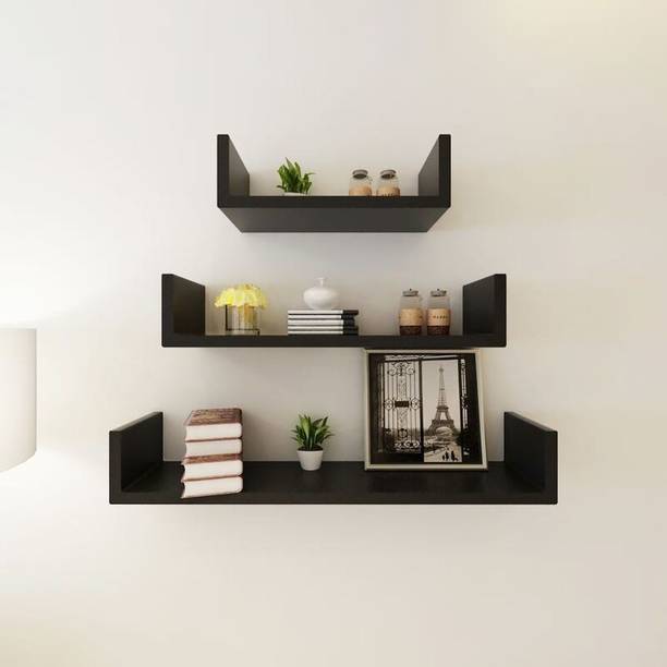 Artesia Wall Mount U Rack Wall Shelves Set of 3 Wooden Wall Shelf
