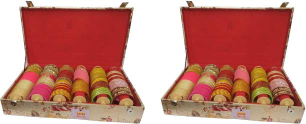 ultimatefashionista Combo pack of 2 pcs Of Plain 6 Rod Bangle Box,churi box,vanity box (silver rose) vanity box,bangle box Vanity Box