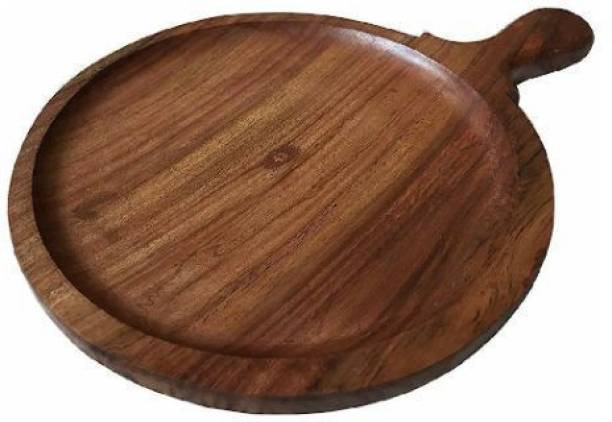 Century21 Pure Wood Round Pizza and Cheese Platter Serving Tray Bowl Tray Serving dish  Pack of 1, Size 12 inch Pizza Tray
