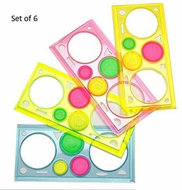Arishto Spirograph Geometric Ruler Drafting Tools Stationery for Students Drawing Set Learning Art Sets Creative Gift for Children (Pack of 6)