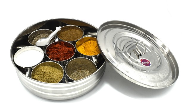 Stainless Steel Masala Dani Spice Box Containers for Kitchen Utensils Set 7 Pcs 